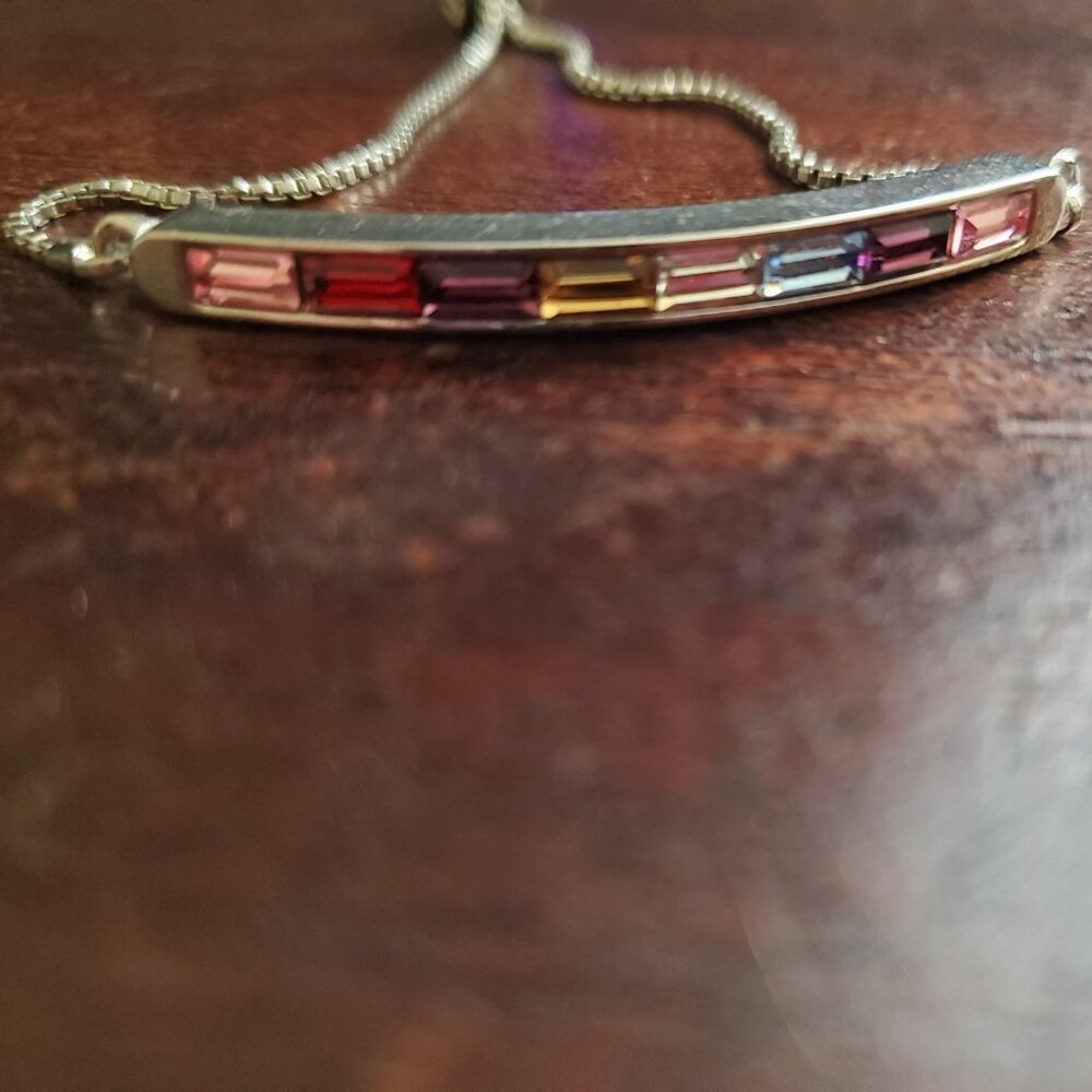 bracelet with colorful CZ stones set in silver non-tarnishing metal